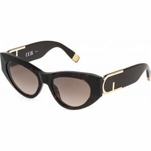 New! Furla SFU881 04BL Tortoise Shell Sunglasses with Gold Accents, Authentic